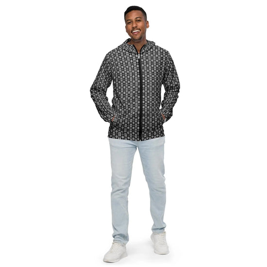 Men’s windbreaker, Male all over Native pattern print design stylish casual classy winter summer fall water resistant  light fabric jacket The Aurora Touch