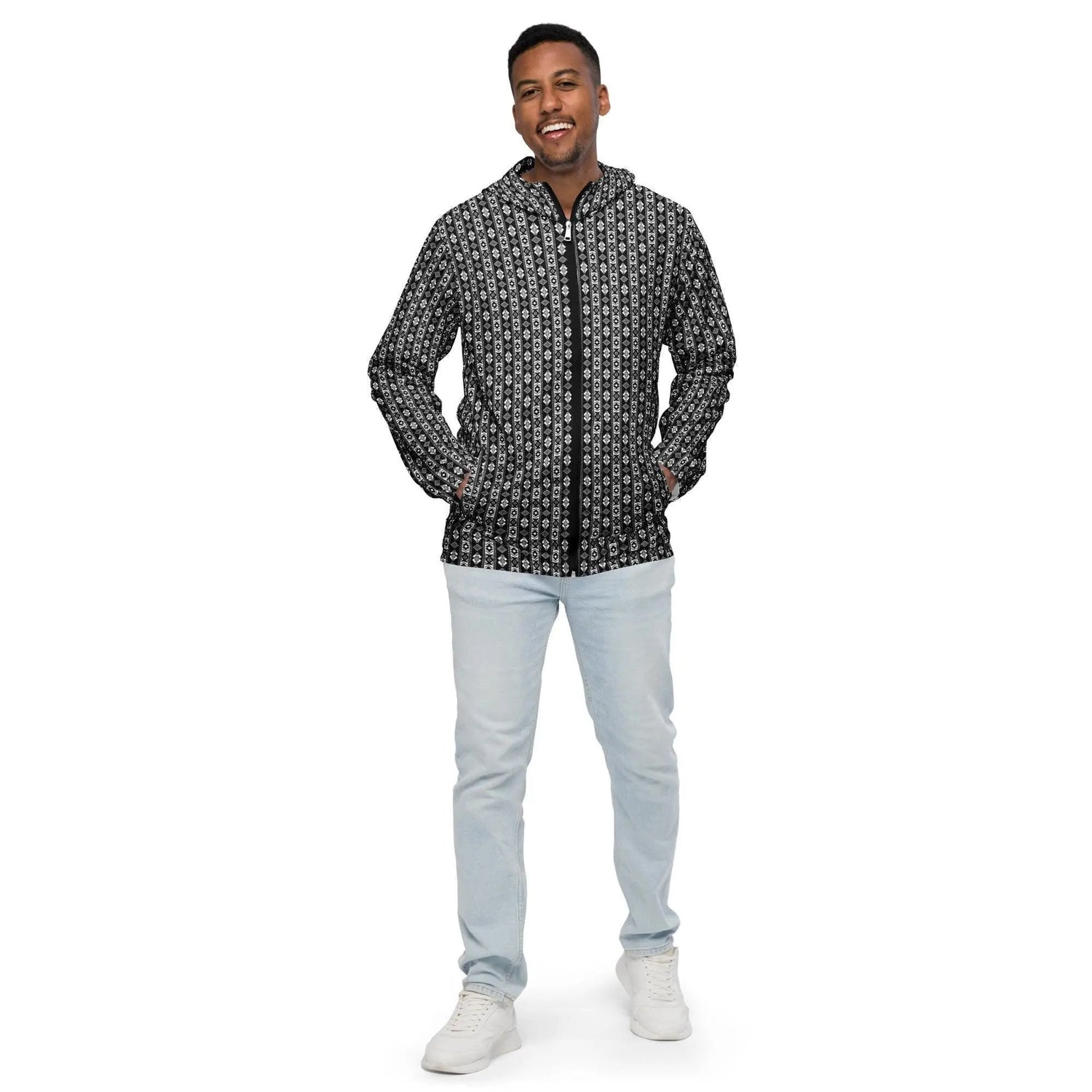 Men’s windbreaker, Male all over Native pattern print design stylish casual classy winter summer fall water resistant  light fabric jacket