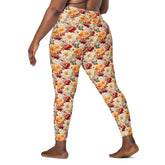 Leggings with pockets, Floral all over print pretty pattern design yoga workout walking all activity casual dress up clothing fitting pants