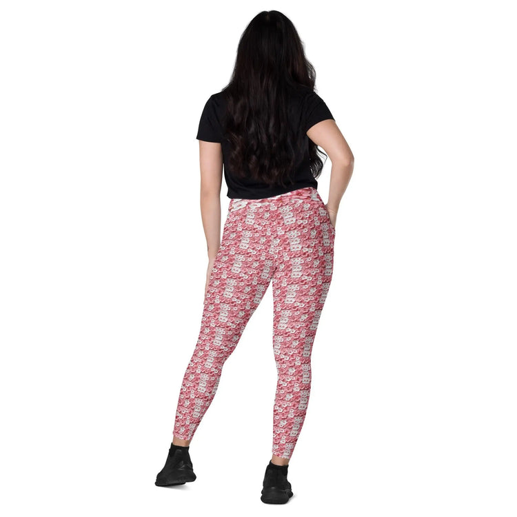 Leggings with pockets, Pink floral pattern print stretchy yoga workout daily walk casual blazer everyday stylish fitted pocket spandex pants The Aurora Touch