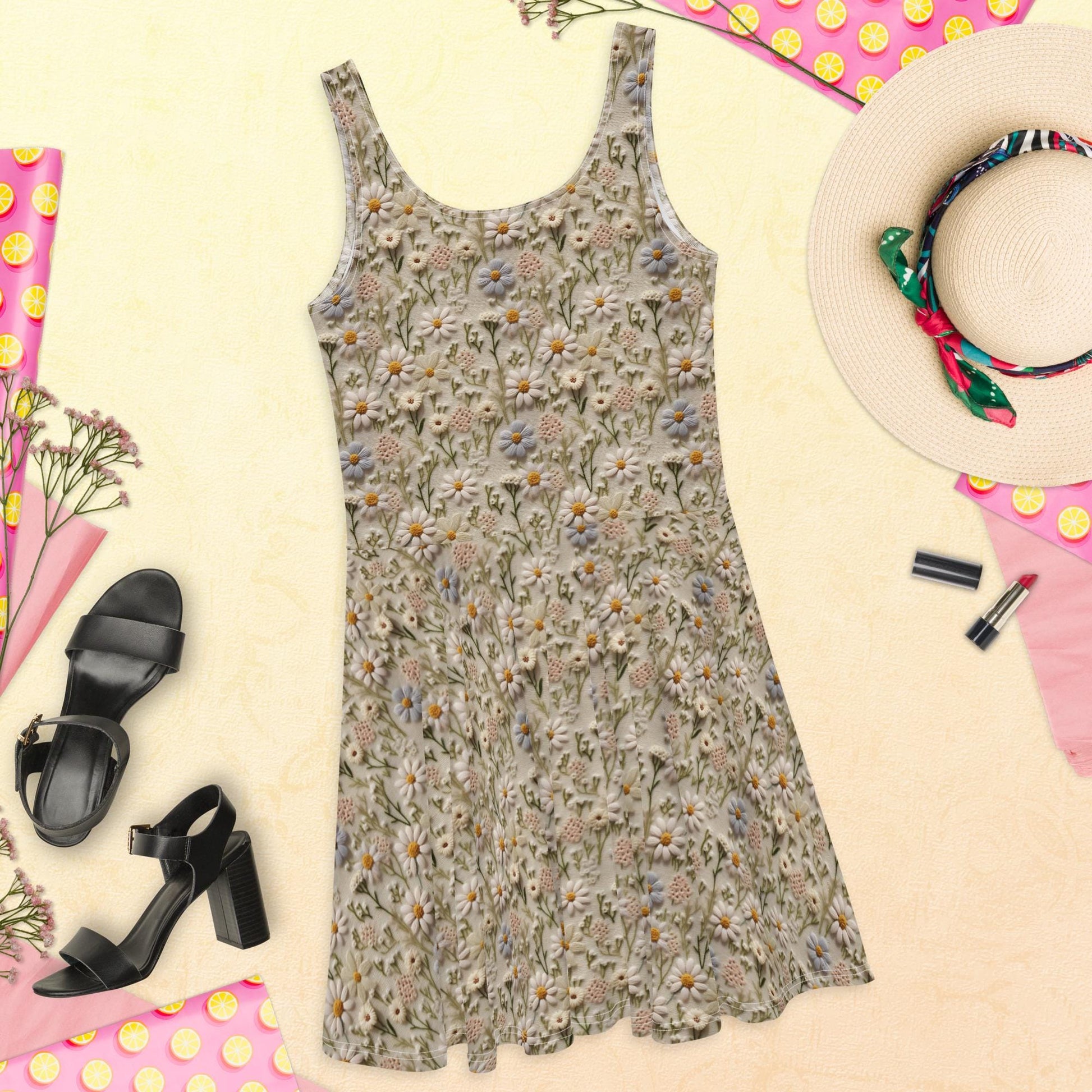 Skater Dress, beautiful multi floral pattern stylish fashion versatile family gathering office party dinner date any occasion cute dress