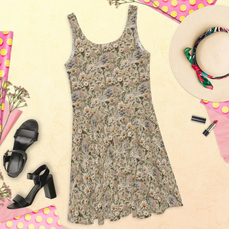 Skater Dress, beautiful multi floral pattern stylish fashion versatile family gathering office party dinner date any occasion cute dress