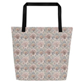 All-Over Print Large Tote Bag, Minimilist simple floral print book laptop ipad back to school all purpose carry daily travel casual bag The Aurora Touch