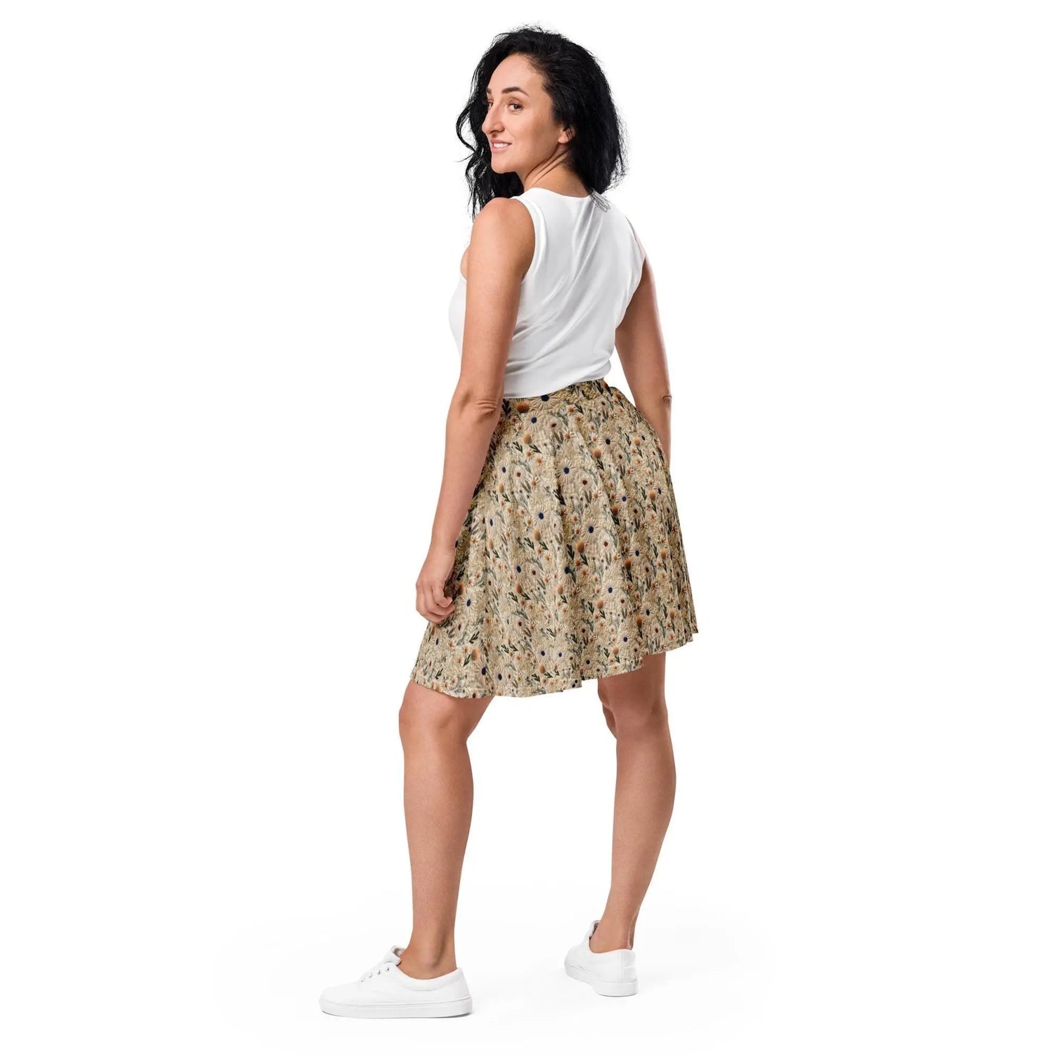 Cute Trendy Skirt, Floral daisy pattern comfy airy everyday versatile dressy casual fabric spandex go anywhere female above knee dress The Aurora Touch