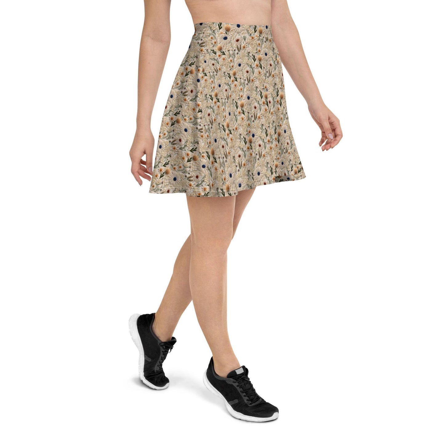 Cute Trendy Skirt, Floral daisy pattern comfy airy everyday versatile dressy casual fabric spandex go anywhere female above knee dress