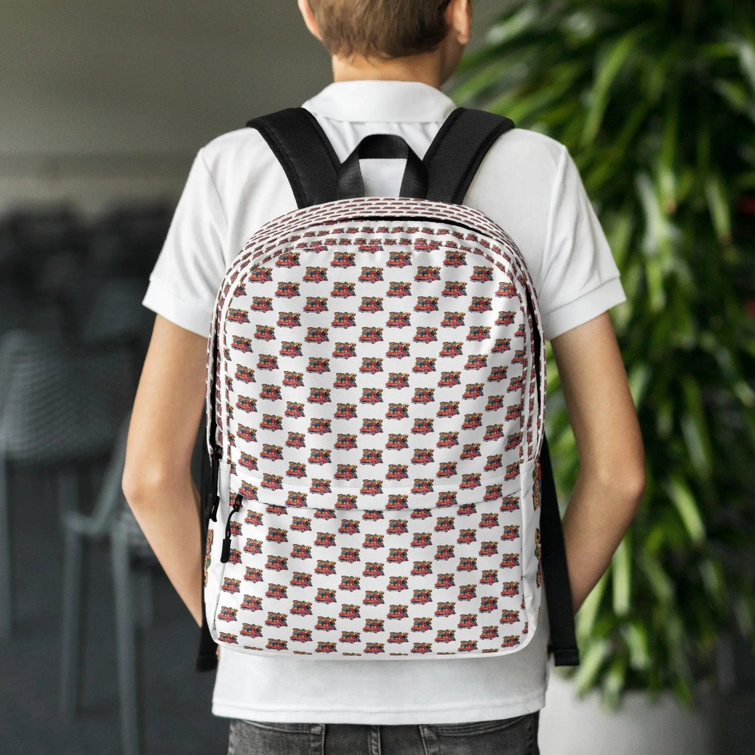 Backpack, Teddy bears in a car AOP back to school stylish cool young child book ipad computer crayons lunch back sack book bag The Aurora Touch