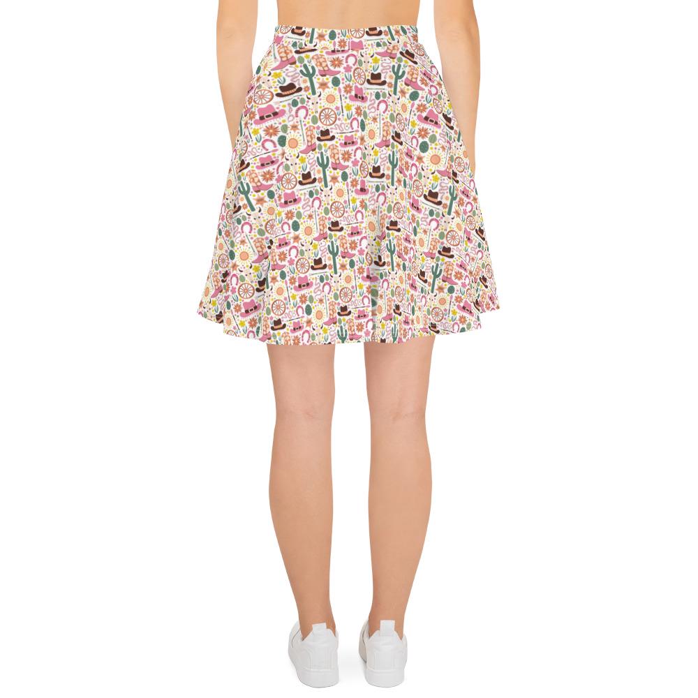 Skater Skirt, Cowboy country style pattern flattering comfy casual dressy everyday day night life flowy colorful skirt