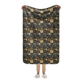 Sherpa blanket, Gothic patchwork Halloween style pattern design plush soft warm cozy cuddle up couch bed chair travel stylish throw