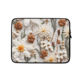 Laptop Sleeve, crotchet pretty floral pattern print office school student computer travel carry stylish minimilist pouch great gift The Aurora Touch