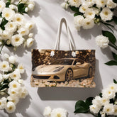 Ferrari Creme Weekender Bag, Fancy Girl Designer Overnight Carry-on, Great Gift, Large Travel Tote The Aurora Touch