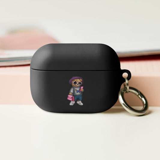 Rubber Case for AirPods®, Teddy Bear Fashion girl cute design ready for school airpods protective carrying case