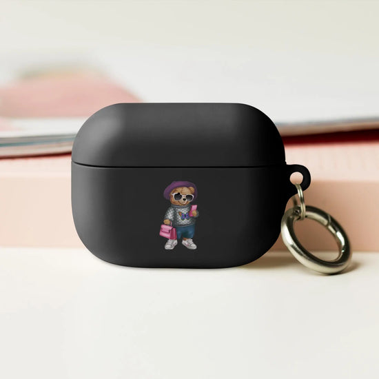 Rubber Case for AirPods®, Teddy Bear Fashion girl cute design ready for school airpods protective carrying case