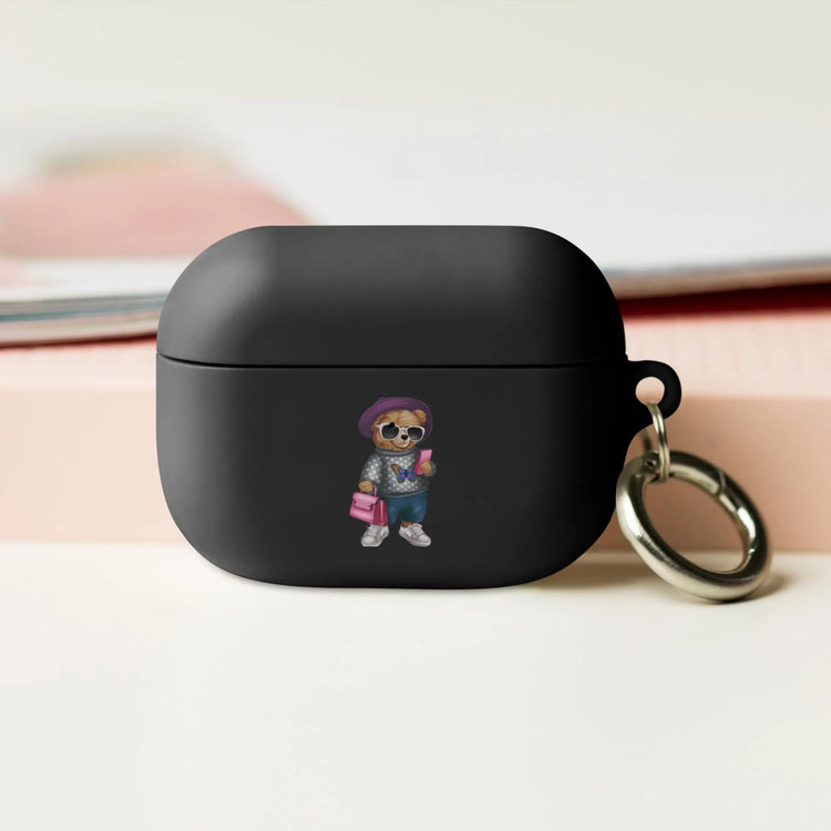 Rubber Case for AirPods®, Teddy Bear Fashion girl cute design ready for school airpods protective carrying case
