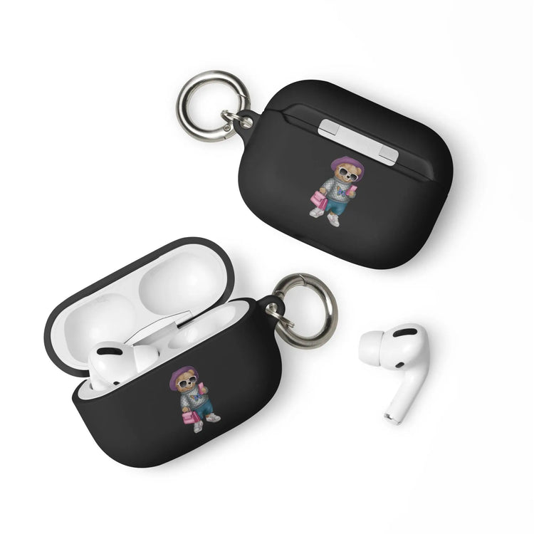 Rubber Case for AirPods®, Teddy Bear Fashion girl cute design ready for school airpods protective carrying case