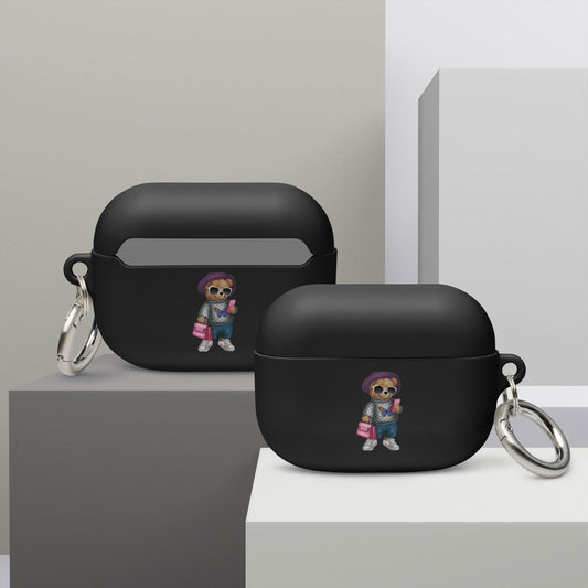 Rubber Case for AirPods®, Teddy Bear Fashion girl cute design ready for school airpods protective carrying case