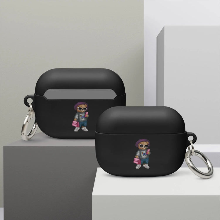 Rubber Case for AirPods®, Teddy Bear Fashion girl cute design ready for school airpods protective carrying case The Aurora Touch