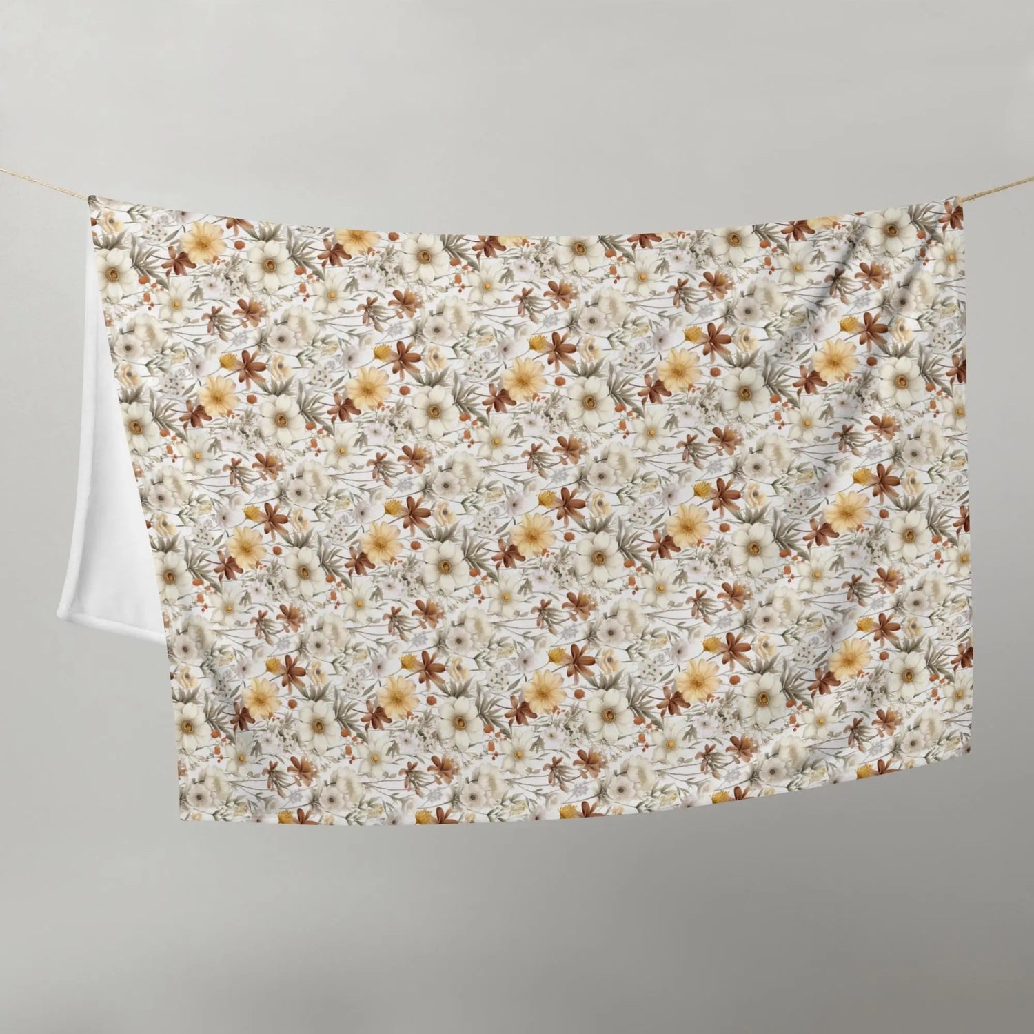 Throw Blanket, Fall Thanksgiving floral pattern all over print design soft lazy couch pretty warm cozy TV couch bed chair decorative throw