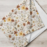 Throw Blanket, Fall Thanksgiving floral pattern all over print design soft lazy couch pretty warm cozy TV couch bed chair decorative throw