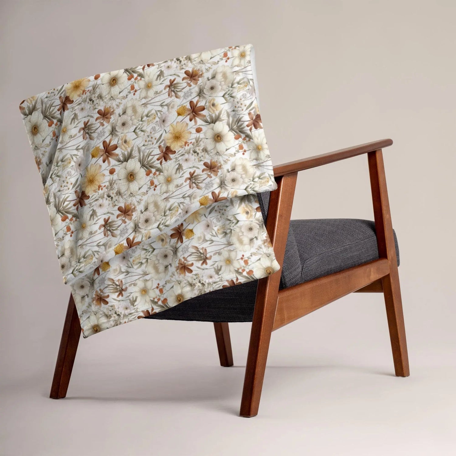 Throw Blanket, Fall Thanksgiving floral pattern all over print design soft lazy couch pretty warm cozy TV couch bed chair decorative throw The Aurora Touch