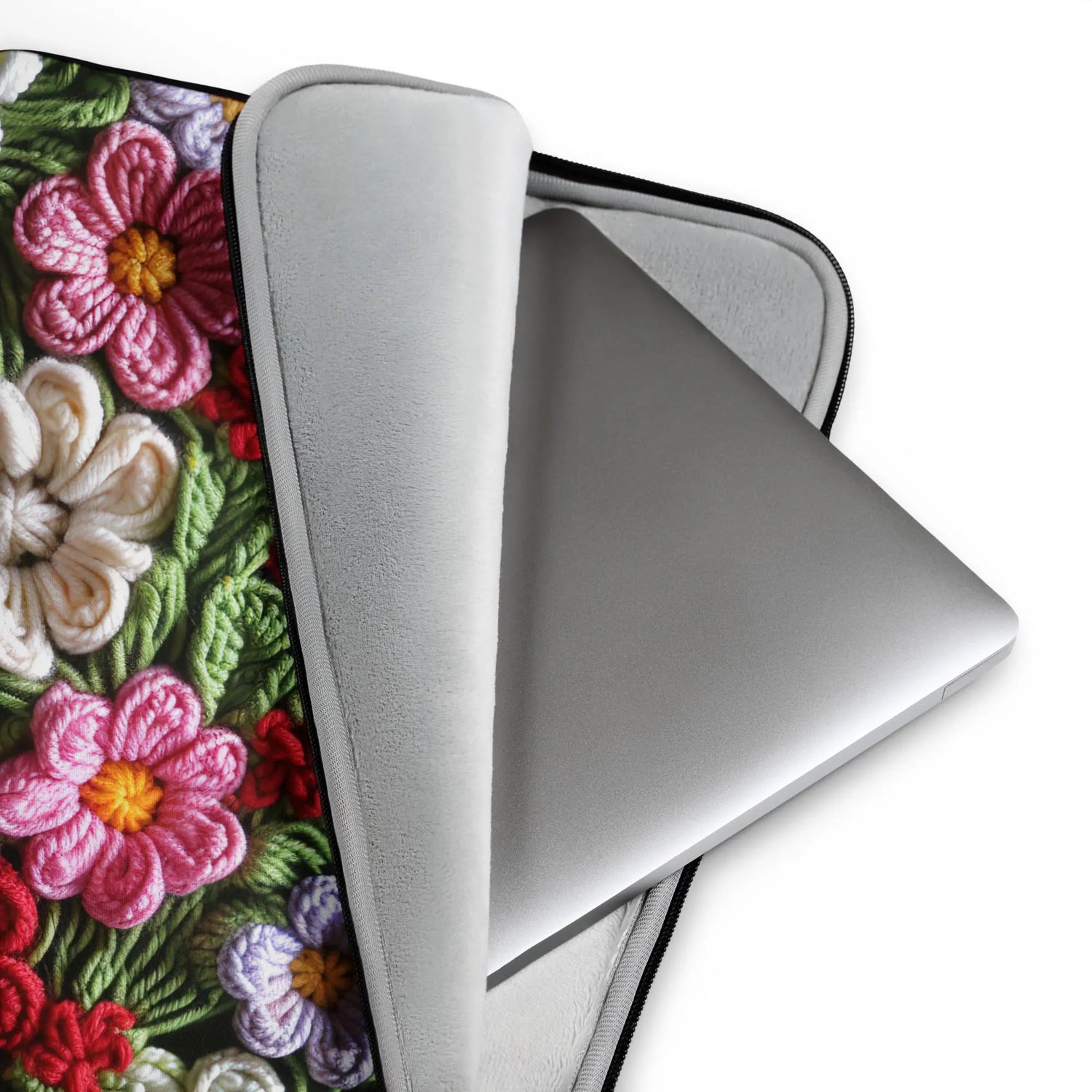 Laptop Sleeve, Bright floral crotchet simple fashion style back to school workplace everyday on the road computer ipad carrying case cover