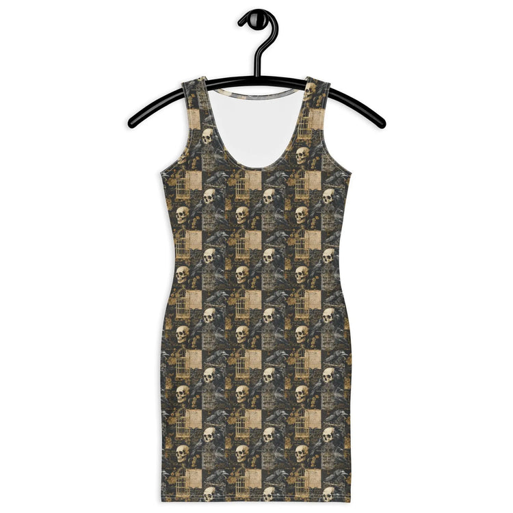 Bodycon dress, Gothic all over pattern casual date night blazer accent sexy spandex stretchy comfortable stylish Halloween vibe outfit The Aurora Touch
