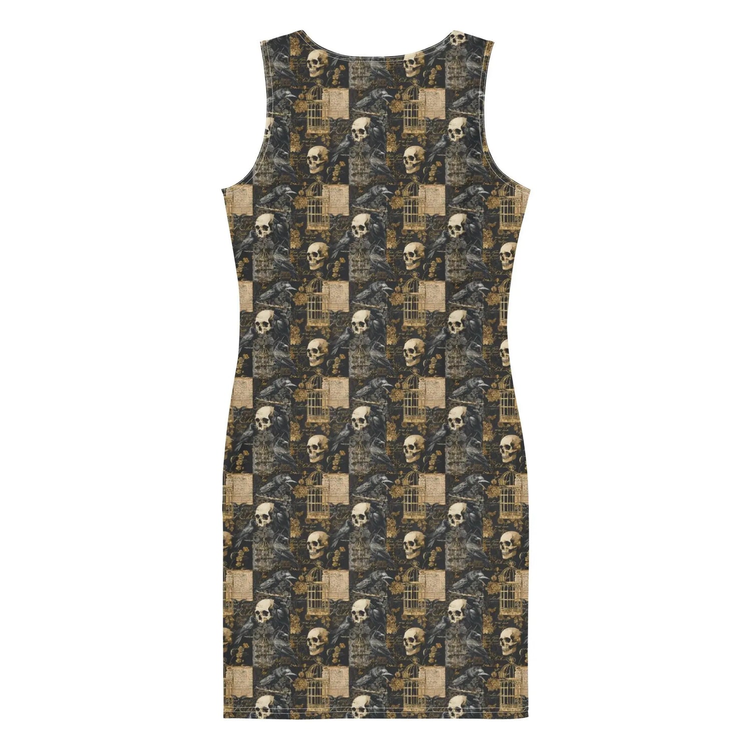 Bodycon dress, Gothic all over pattern casual date night blazer accent sexy spandex stretchy comfortable stylish Halloween vibe outfit