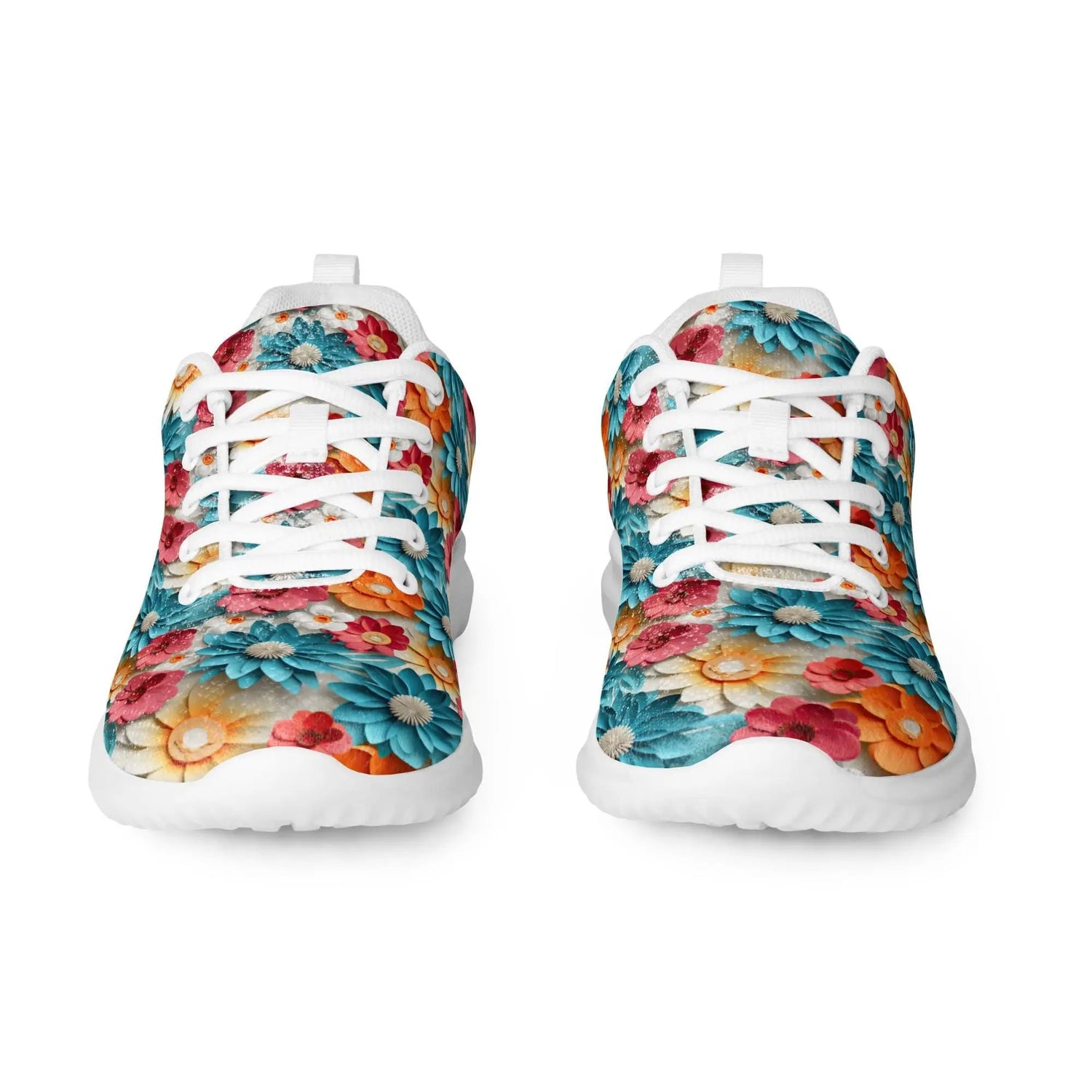 Women’s athletic shoes, Vibrant colorful daisy floral pattern print design soft comfy walking athletic casual designer look stylish sneakers