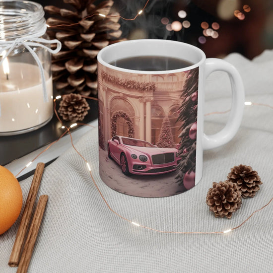 Ceramic Mug 11oz, Pink Bentley luxury boss executive holiday designer entrepreneur stylish mornine joe evening green tea classy decor mug The Aurora Touch