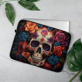 Laptop Sleeve, Day of the dead colorful vibrant floral sugar skull aert design computer ipad business school carrying cover case The Aurora Touch