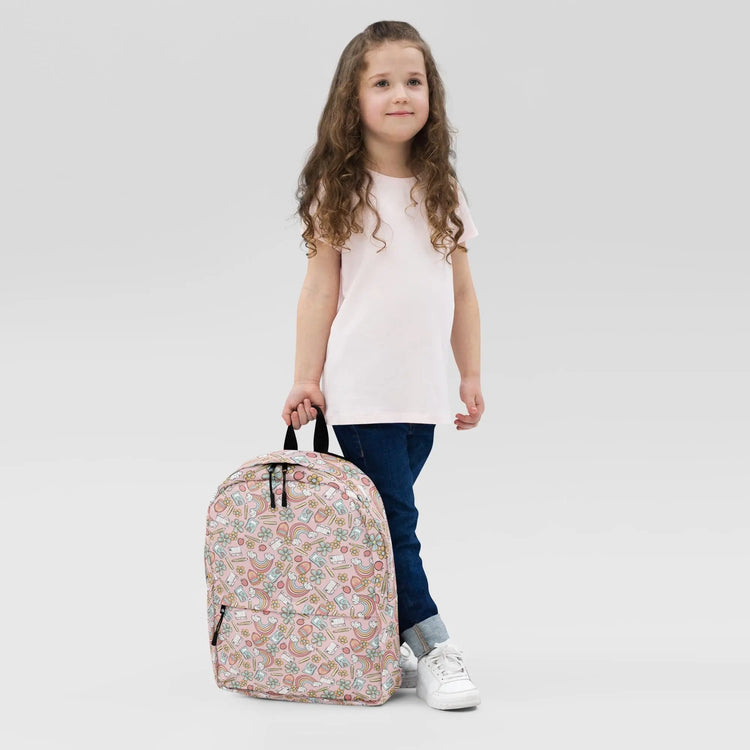 Backpack, Back to School pastel rainbow colored casual style fashion preschool kindergarten elementary class child everyday pencil book bag
