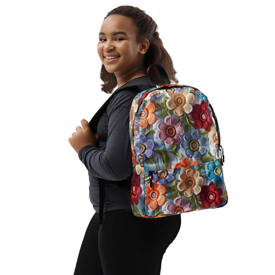 Vibrant 3D Floral Crotchet All over Print Design Versatile Backpack The Aurora Touch
