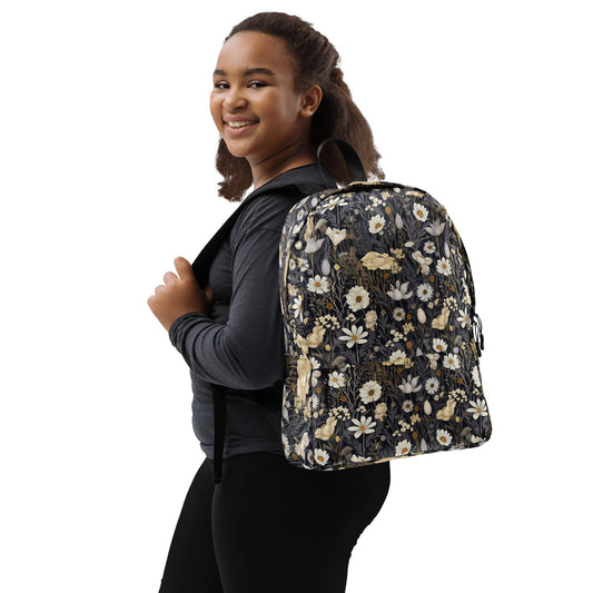 Mochila, mochila informal con diseño floral para uso diario, para estudiantes universitarios, de pregrado y de secundaria, resistente al agua y al agua para ordenador portátil.