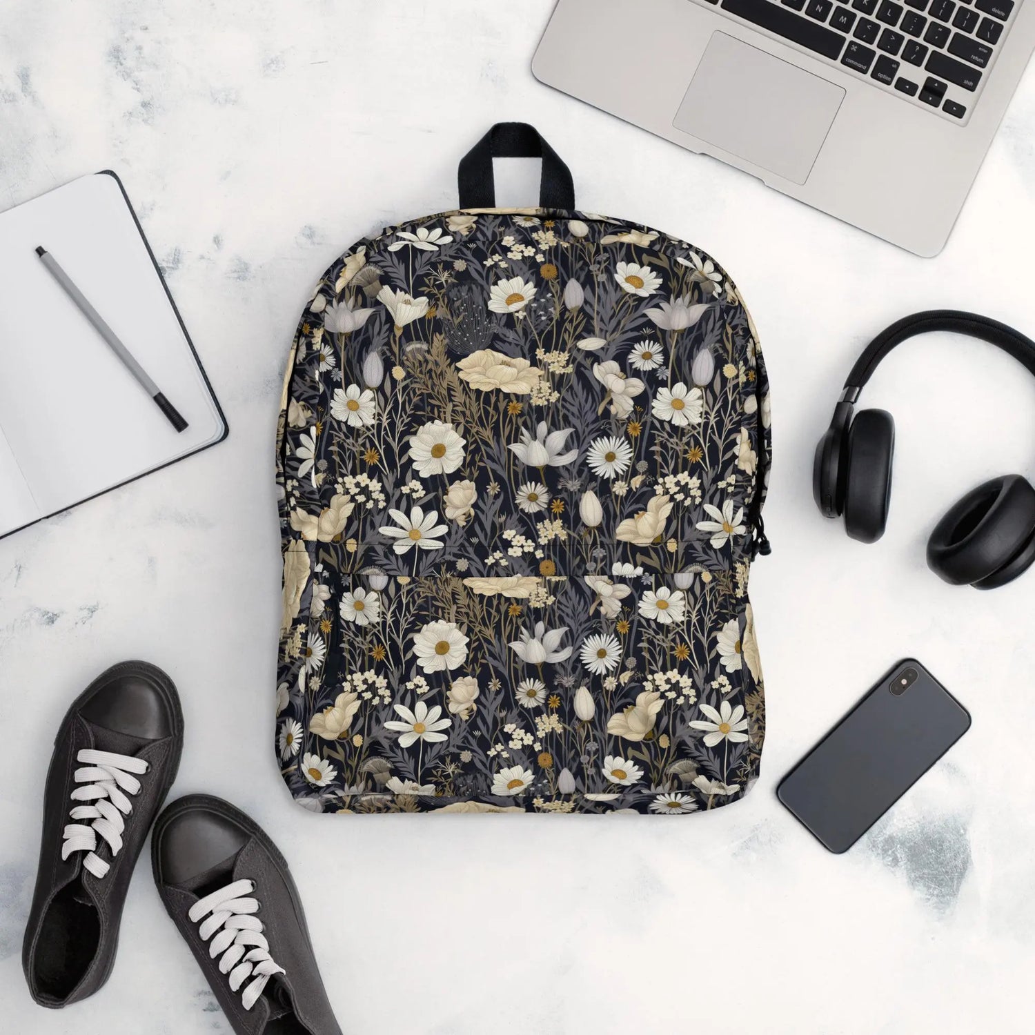 Backpack, Floral casual everday college university undergraduate high school student laptop computer water proof supply backpack The Aurora Touch