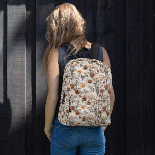 Mochila con diseño elegante de crochet floral, tamaño completo, para uso diario, para el aula, para portátil, libros, escritura, suministros de arte, bolsa de transporte