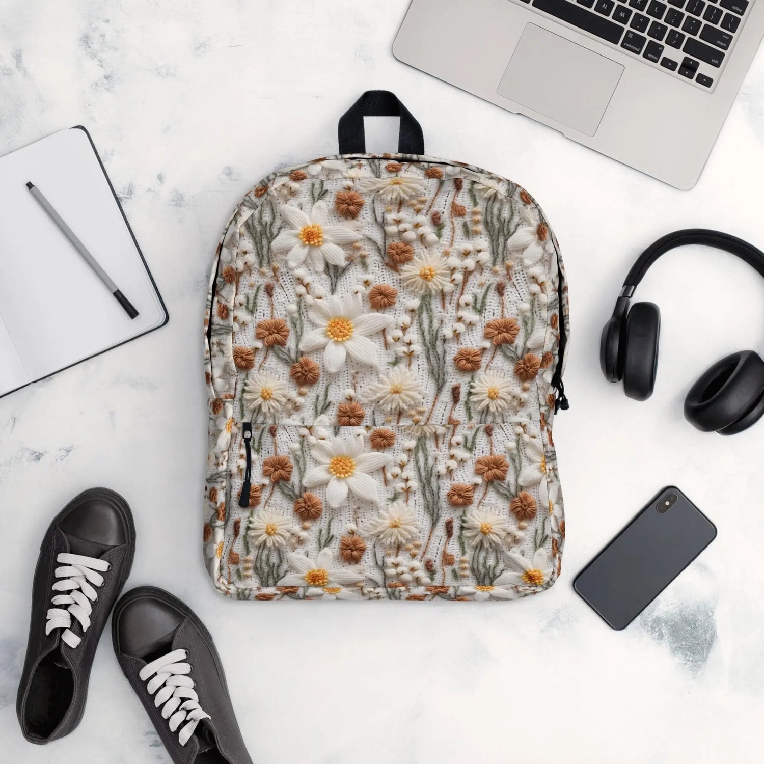 Floral Crotchet 3D Design Versatile Customized Backpack The Aurora Touch