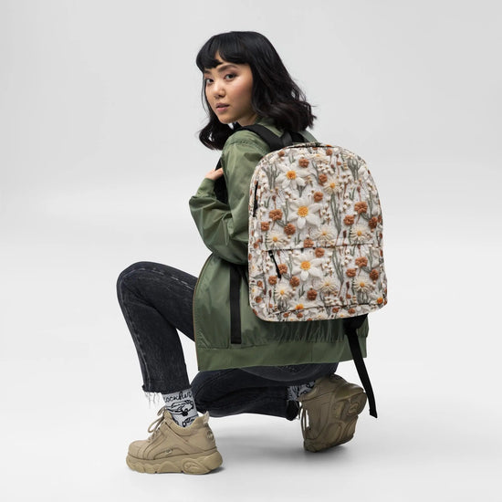 Floral Crotchet 3D Design Versatile Customized Backpack The Aurora Touch