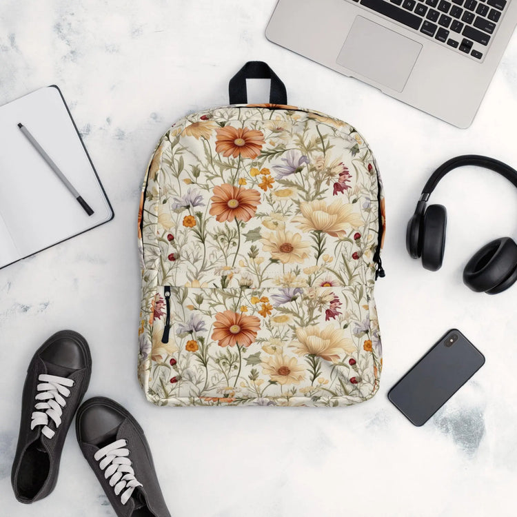 Backpack, Floral spring summer fall back to school computer laptop ipad book travel carry bag The Aurora Touch