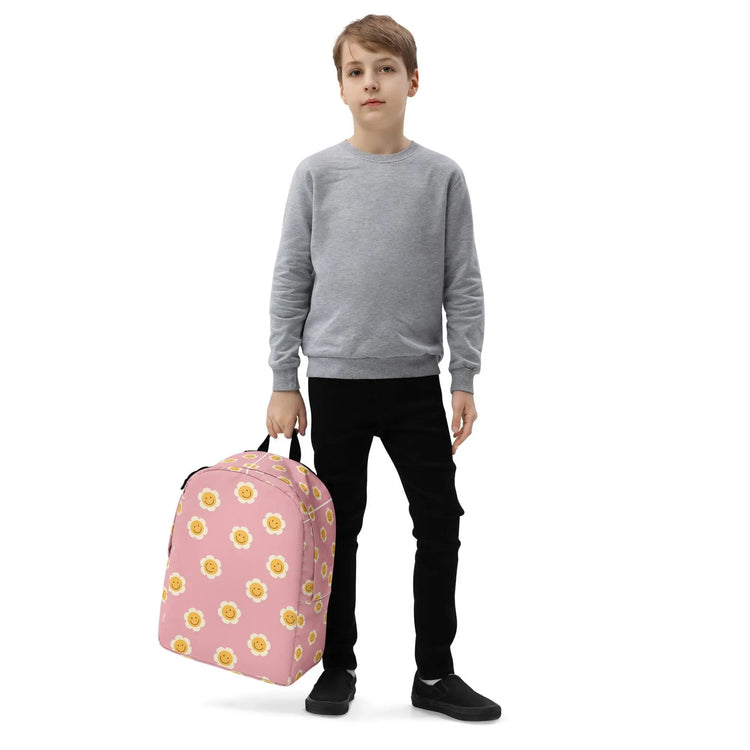 Minimalist Backpack, Kid Friendly elementary school age child custom daisy flower print every day Ipad computer pencil crayon carry tote bag The Aurora Touch