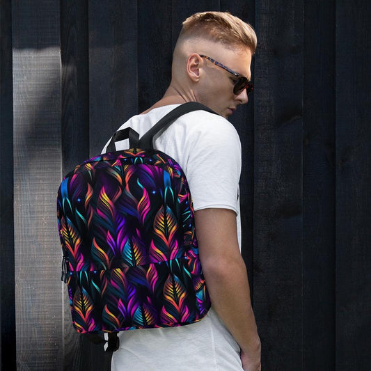 Mochila, mochila de mano con estampado colorido, neón, psicodélico, divertido, estilo EDM, rave, festival, moda