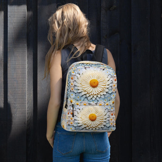 All Ages Backpack, Large colorful bright daisy flower picturesque portrait designed back to school laptop computer book roomy bag back pack