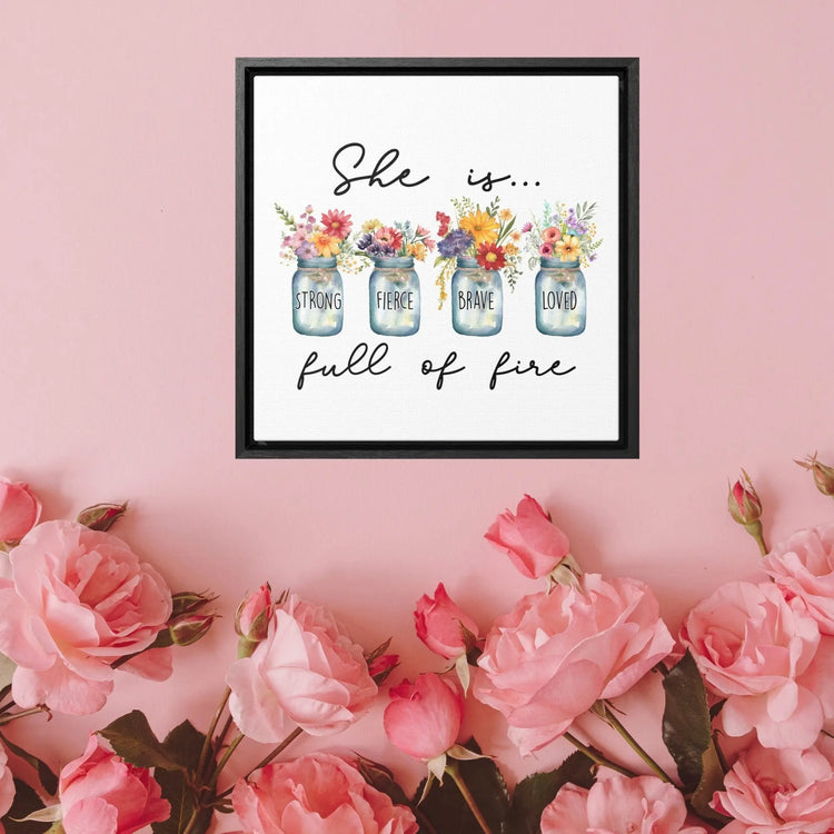 Gallery Canvas Wraps, Inspirational women empowerment floral simplicity wall colorful high quality square art canvas  gift for her design The Aurora Touch
