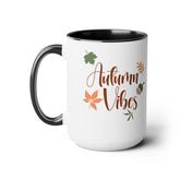 Two-Tone Coffee Mugs, 15oz,  Autumn Fall vibes large novelty coffee hot tea apple cider holiday kitchen home decor simple sweet beverage cup The Aurora Touch