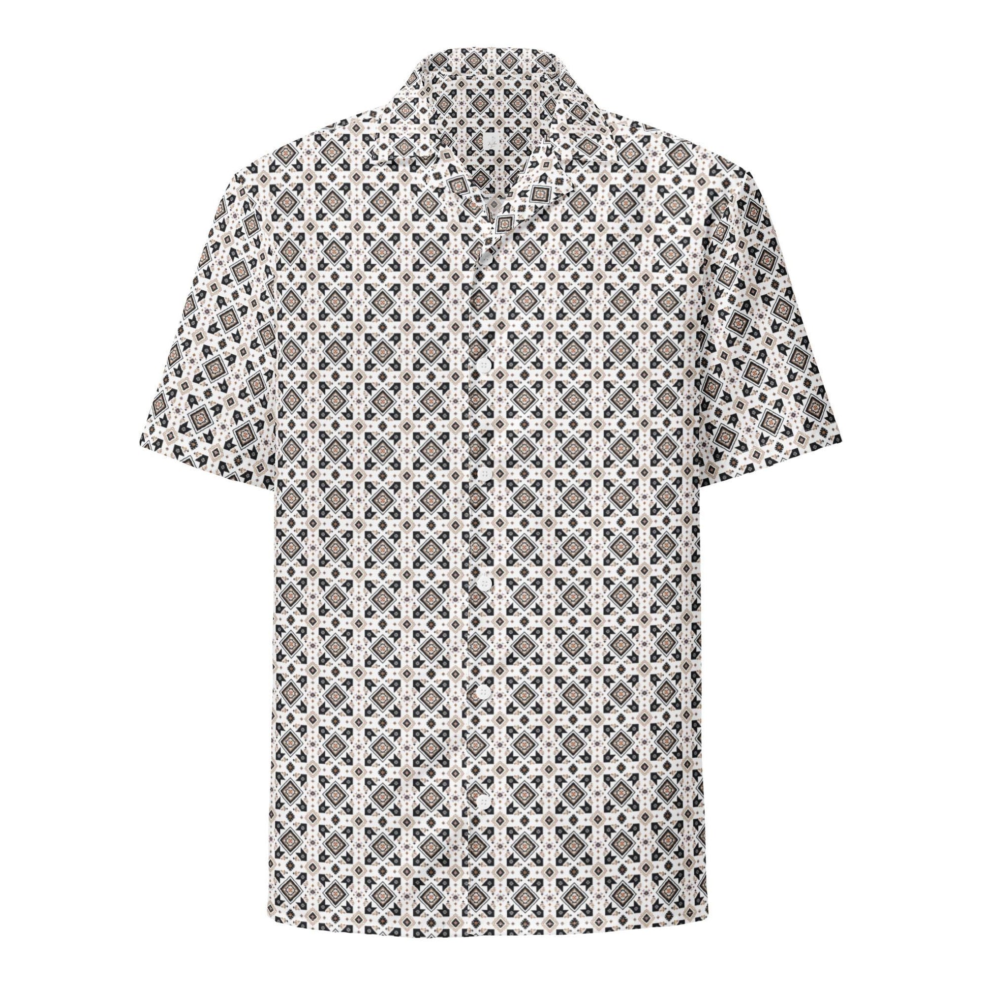 Unisex button shirt, Casual all over simple native print style everyday comfort design fashion clothing cotour comfort light wear for him