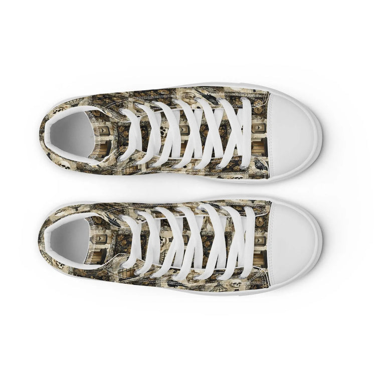 Women’s gothic Halloween Fall fashion style pattern print casual school work youthful trendy high top canvas shoes