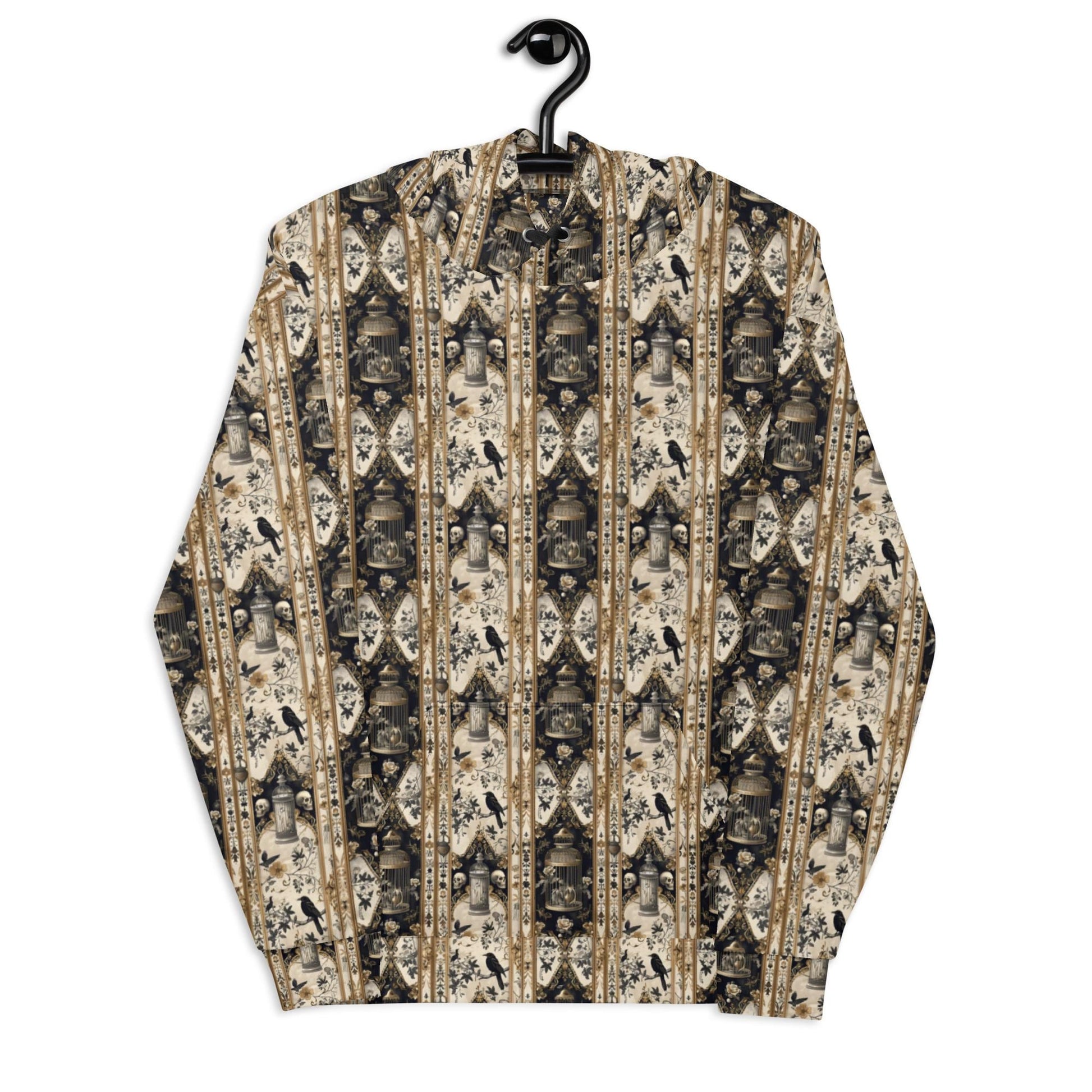Men&#39;s warm cozy gothic mystical Fall holiday theme all over pattern print casual vibrant relaxed warm hoodie sweatshirt