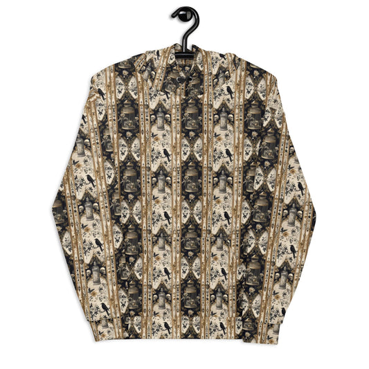 Men&#39;s warm cozy gothic mystical Fall holiday theme all over pattern print casual vibrant relaxed warm hoodie sweatshirt