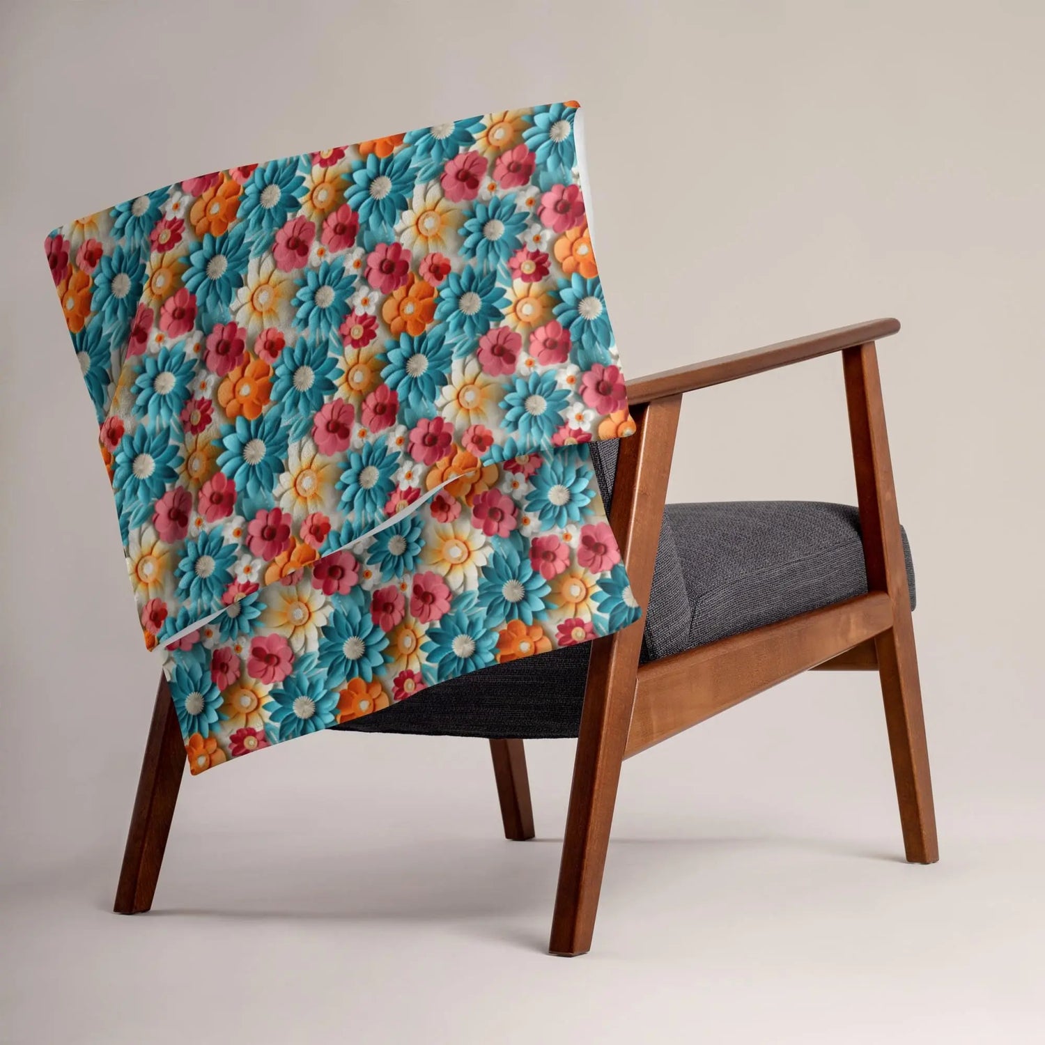 Throw Blanket, Bright colorful floral all over print pattern soft comfy silky couch bed travel holiday must relaxing holiday gift throw