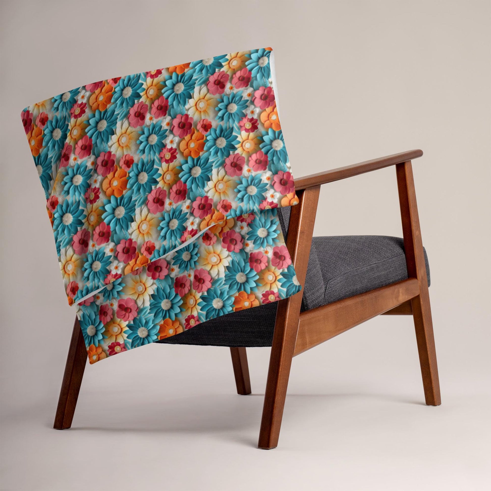 Throw Blanket, Bright colorful floral all over print pattern soft comfy silky couch bed travel holiday must relaxing holiday gift throw