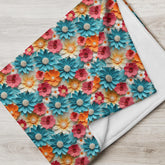 Throw Blanket, Bright colorful floral all over print pattern soft comfy silky couch bed travel holiday must relaxing holiday gift throw