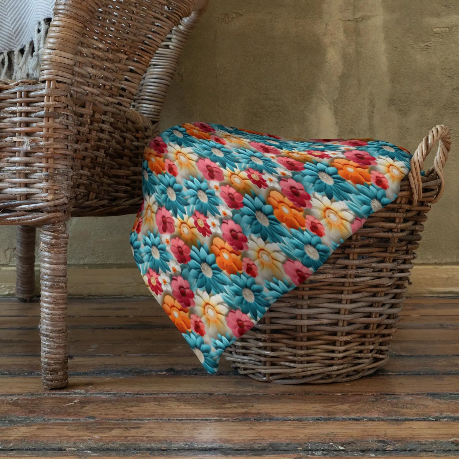 Throw Blanket, Bright colorful floral all over print pattern soft comfy silky couch bed travel holiday must relaxing holiday gift throw